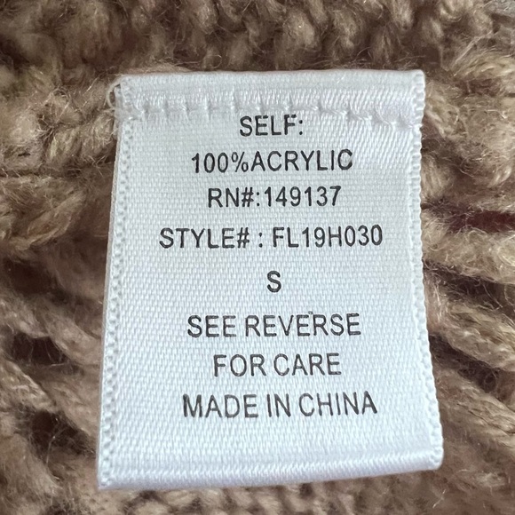 FAVLUX Tan Cowl Neck Cropped Sweater with Diamond Knit - Picture 7 of 8